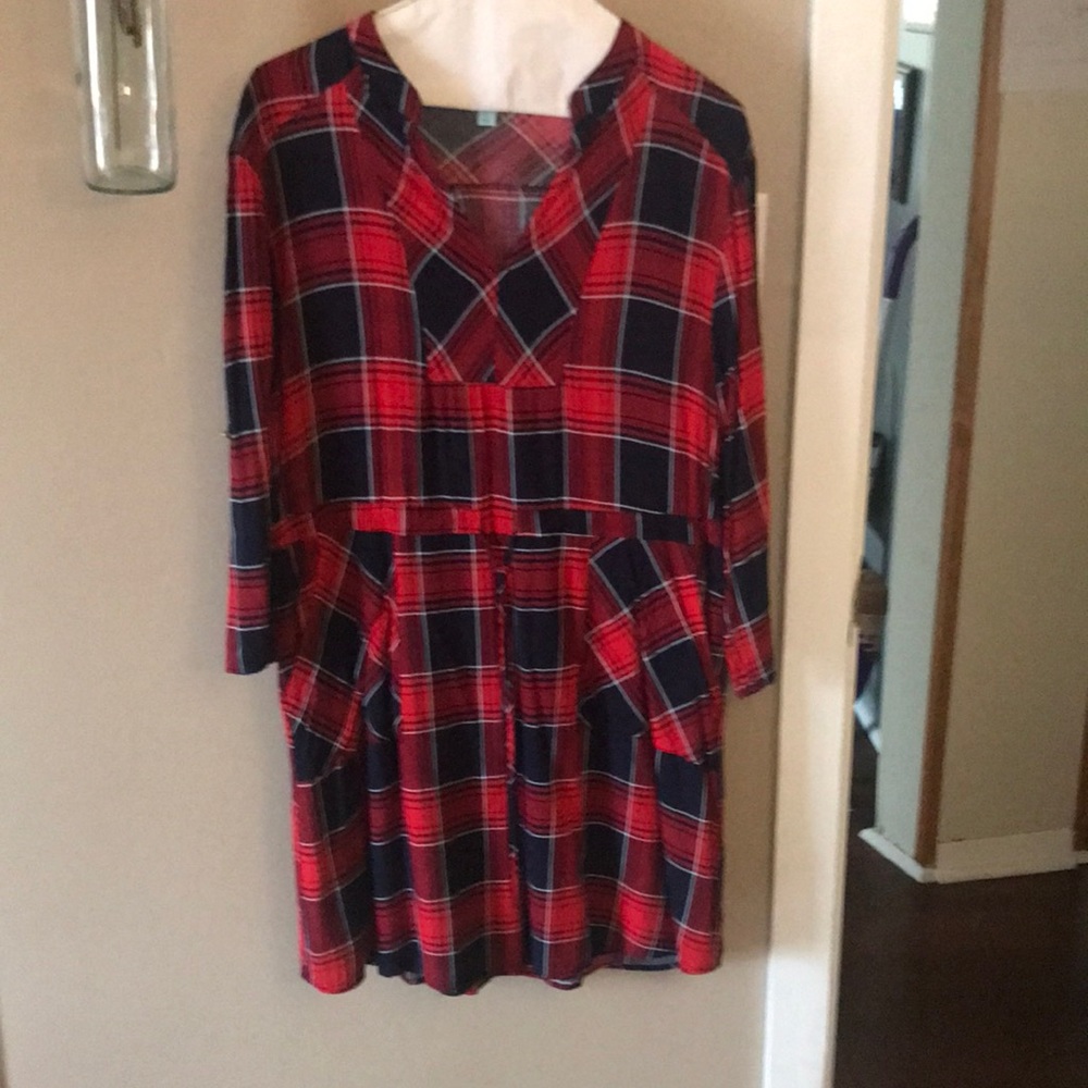 Plaid dress, says large but closer to a medium